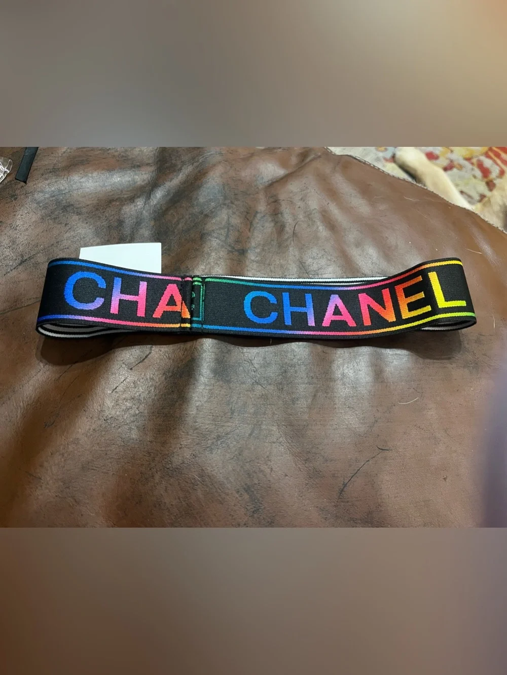 🌈 Double C Designer Rainbow Colorful Letter Logo Stretch Headband